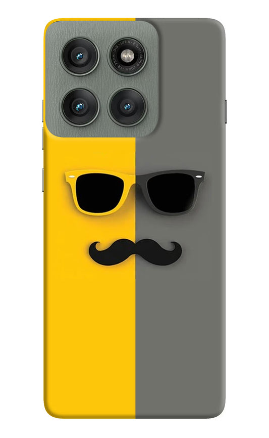 Sunglasses with Mustache Moto Edge 60 Pro Hard Case Back Cover by Casekaro