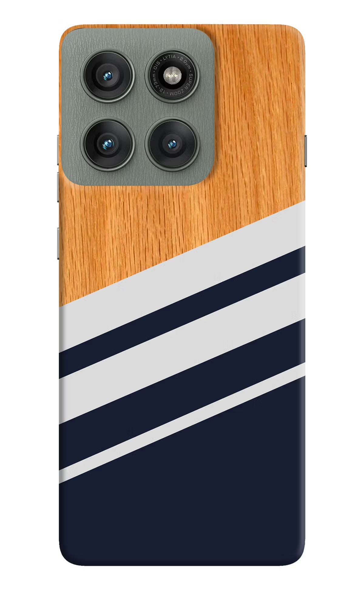 Blue and white wooden Moto Edge 60 Pro Hard Case Back Cover by Casekaro