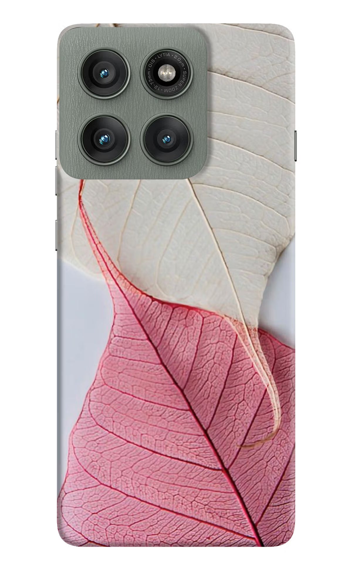 White Pink Leaf Moto Edge 60 Pro Hard Case Back Cover by Casekaro
