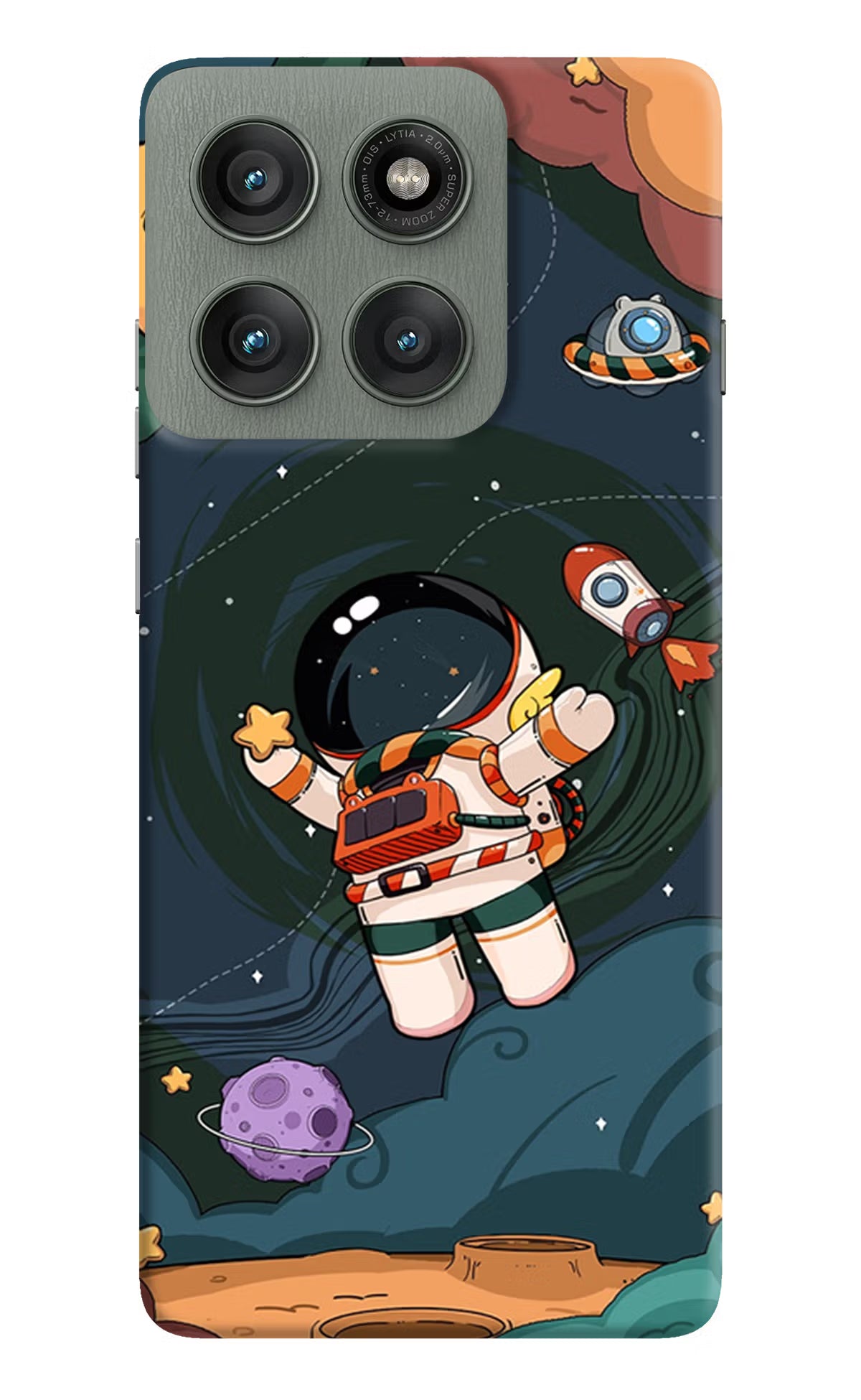 Cartoon Astronaut Moto Edge 60 Pro Hard Case Back Cover by Casekaro