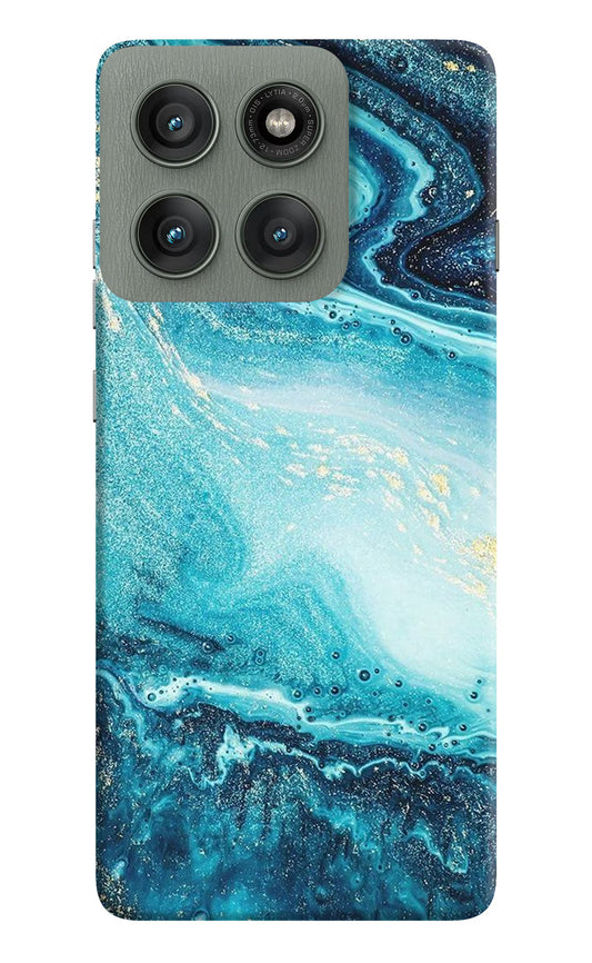 Blue Glitter Marble Moto Edge 60 Pro Hard Case Back Cover by Casekaro