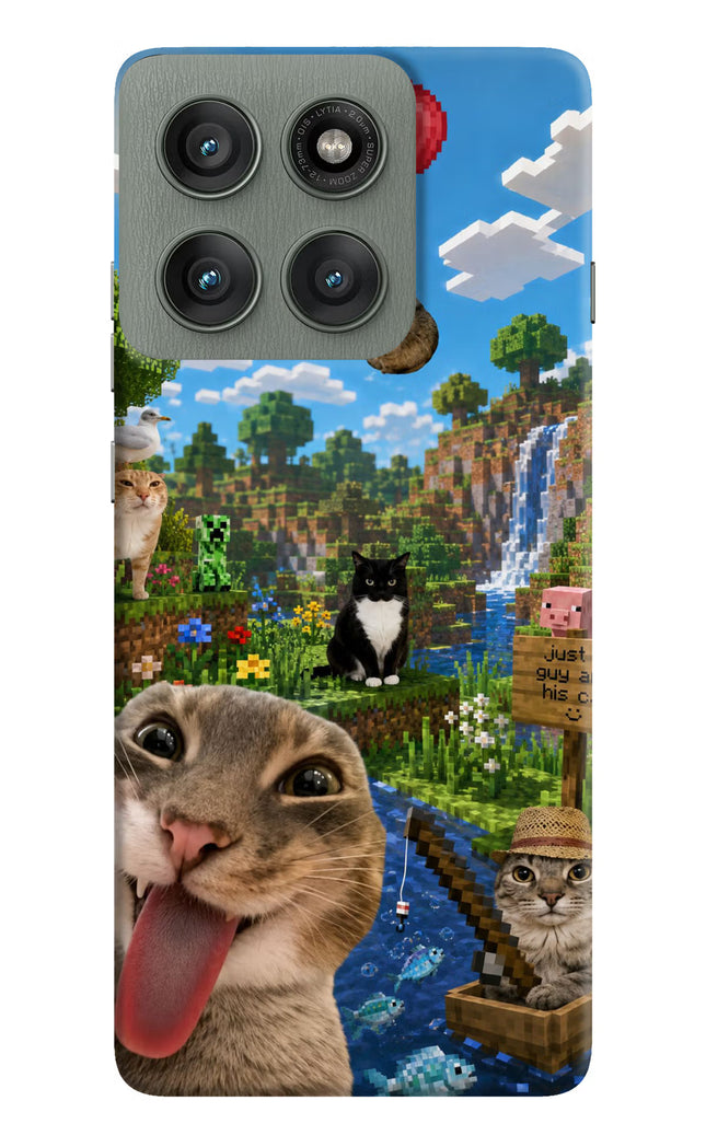 Minecraft Cat Chaos Moto Edge 60 Pro Hard Case Back Cover by Casekaro