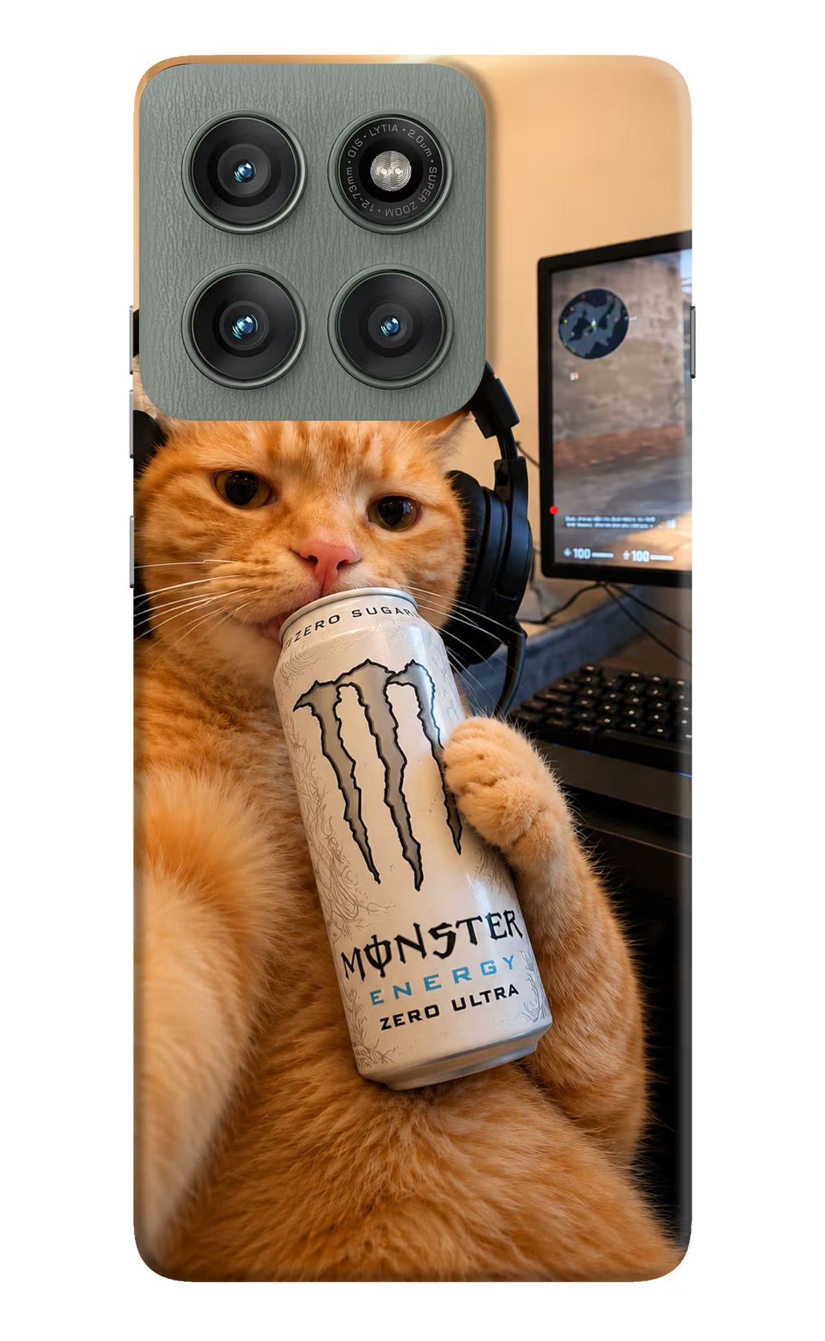 Gamer Cat Energy Moto Edge 60 Pro Back Cover