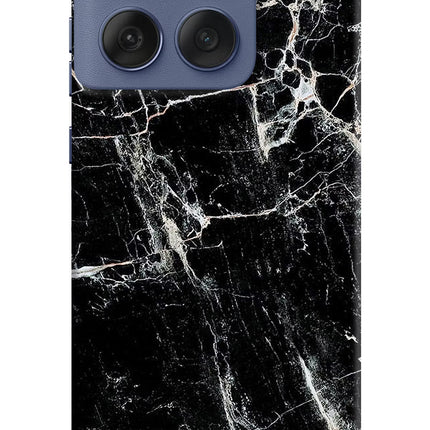 Black Marble Texture Moto Edge 60 Fusion Hard Case Back Cover by Casekaro
