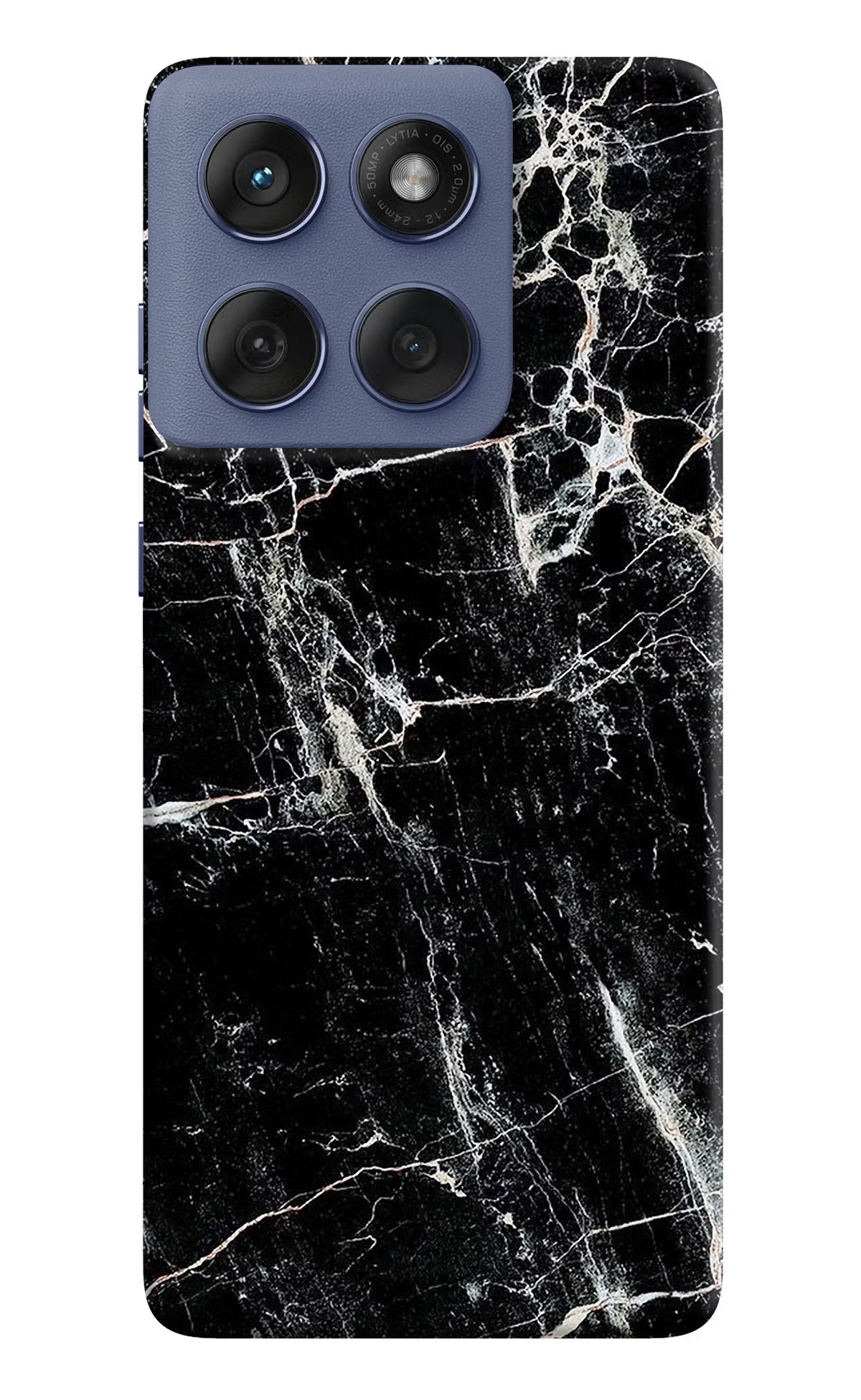 Black Marble Texture Moto Edge 60 Fusion Hard Case Back Cover by Casekaro