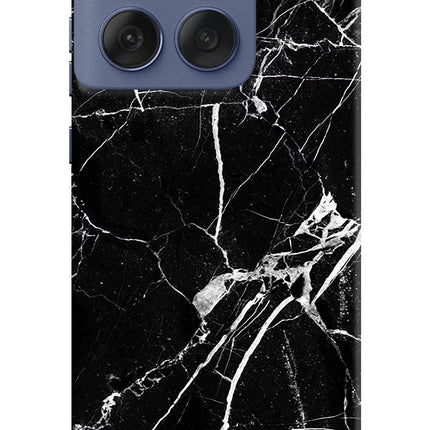 Black Marble Pattern Moto Edge 60 Fusion Hard Case Back Cover by Casekaro