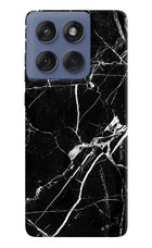 Black Marble Pattern Moto Edge 60 Fusion Hard Case Back Cover by Casekaro