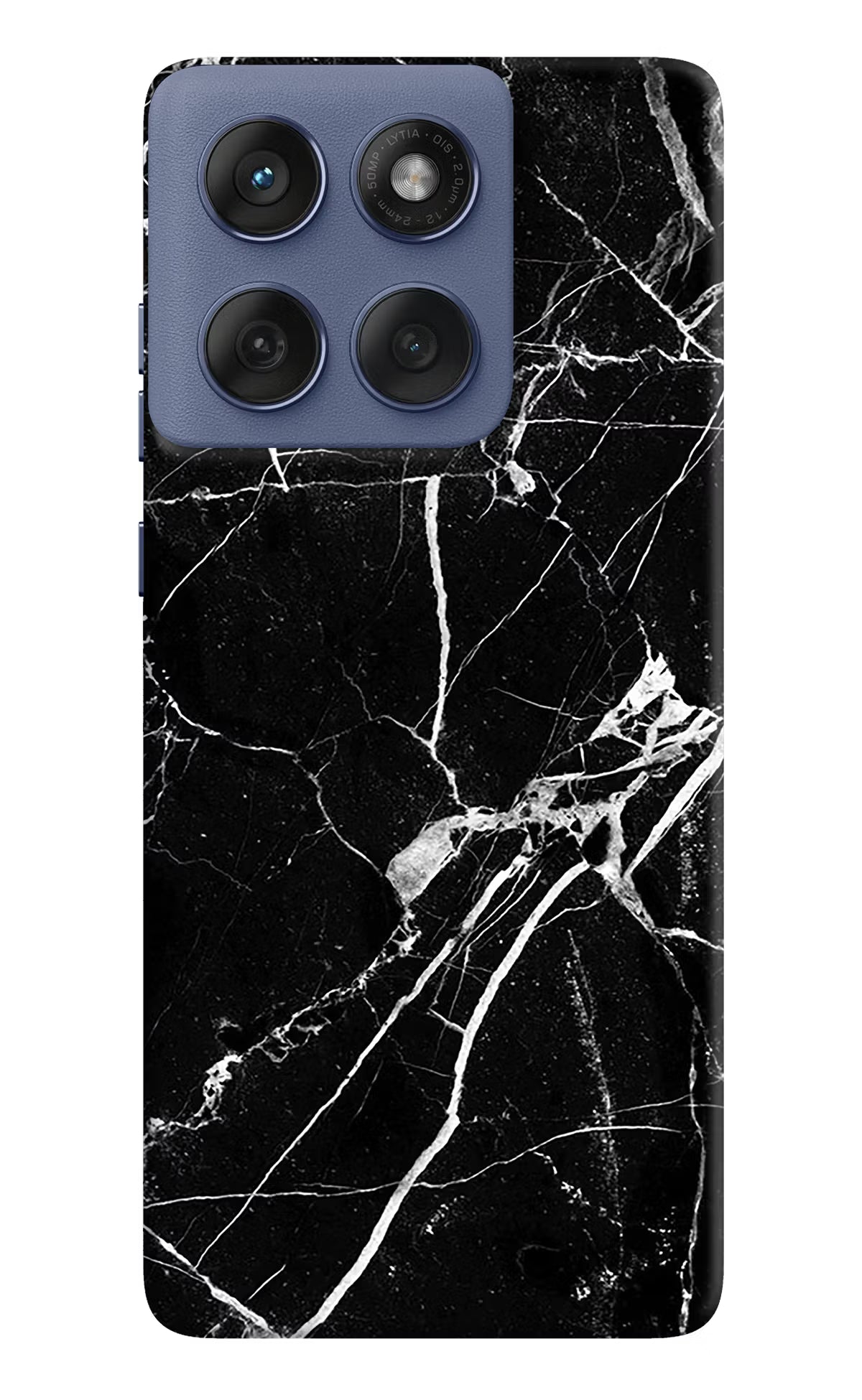 Black Marble Pattern Moto Edge 60 Fusion Hard Case Back Cover by Casekaro