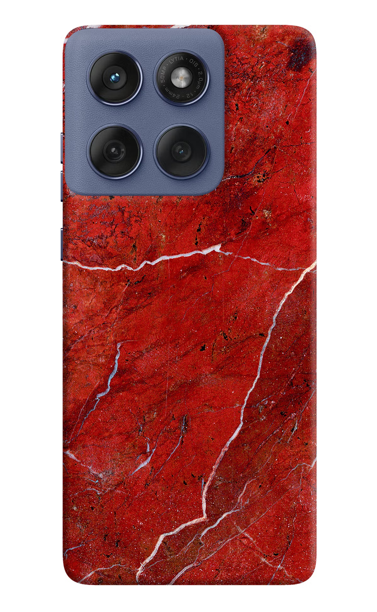 Red Marble Design Moto Edge 60 Fusion Hard Case Back Cover by Casekaro