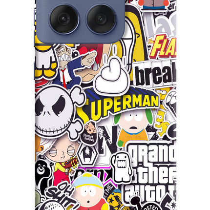 Sticker Bomb Moto Edge 60 Fusion Hard Case Back Cover by Casekaro