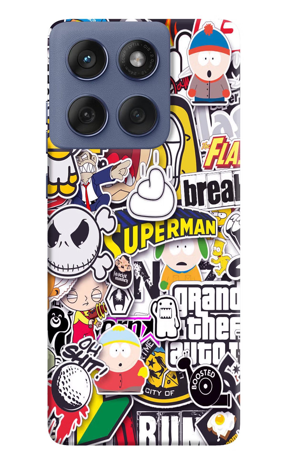 Sticker Bomb Moto Edge 60 Fusion Hard Case Back Cover by Casekaro