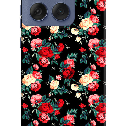 Rose Pattern Moto Edge 60 Fusion Hard Case Back Cover by Casekaro