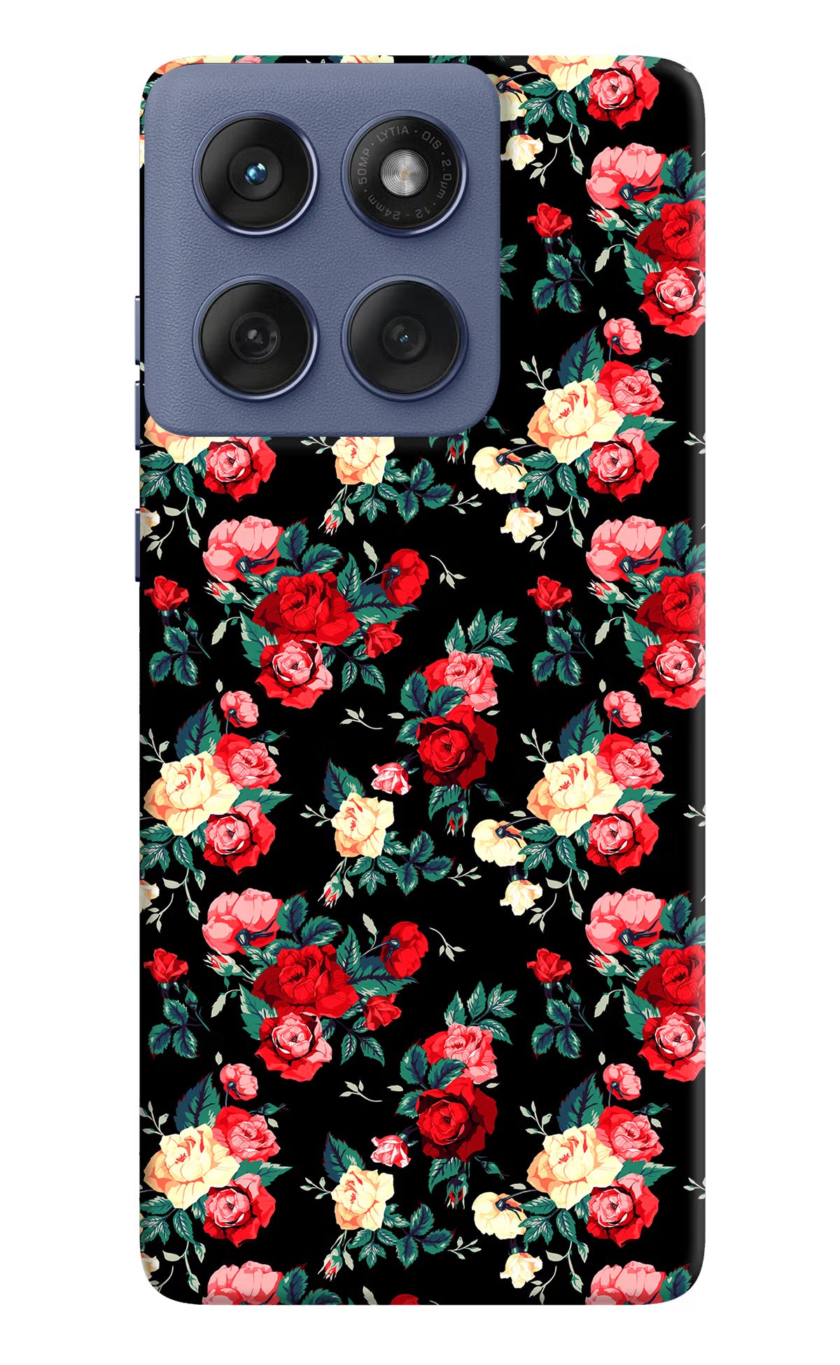 Rose Pattern Moto Edge 60 Fusion Hard Case Back Cover by Casekaro
