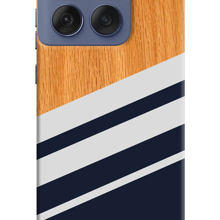 Blue and white wooden Moto Edge 60 Fusion Hard Case Back Cover by Casekaro