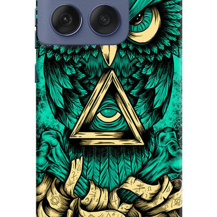 Green Owl Moto Edge 60 Fusion Hard Case Back Cover by Casekaro