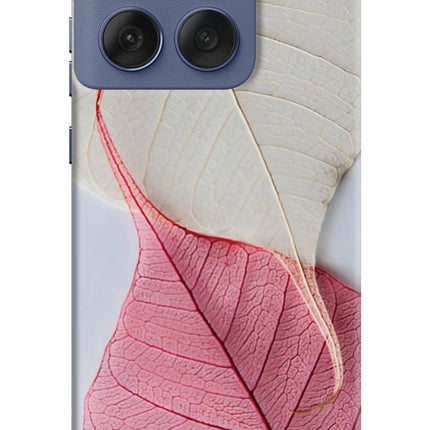 White Pink Leaf Moto Edge 60 Fusion Hard Case Back Cover by Casekaro