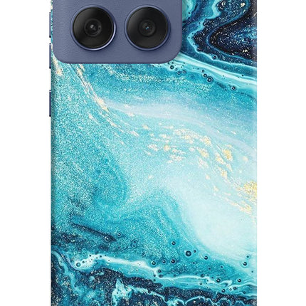 Blue Glitter Marble Moto Edge 60 Fusion Hard Case Back Cover by Casekaro