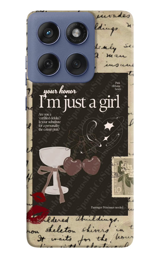 I am just a girl Moto Edge 60 Fusion Hard Case Back Cover by Casekaro