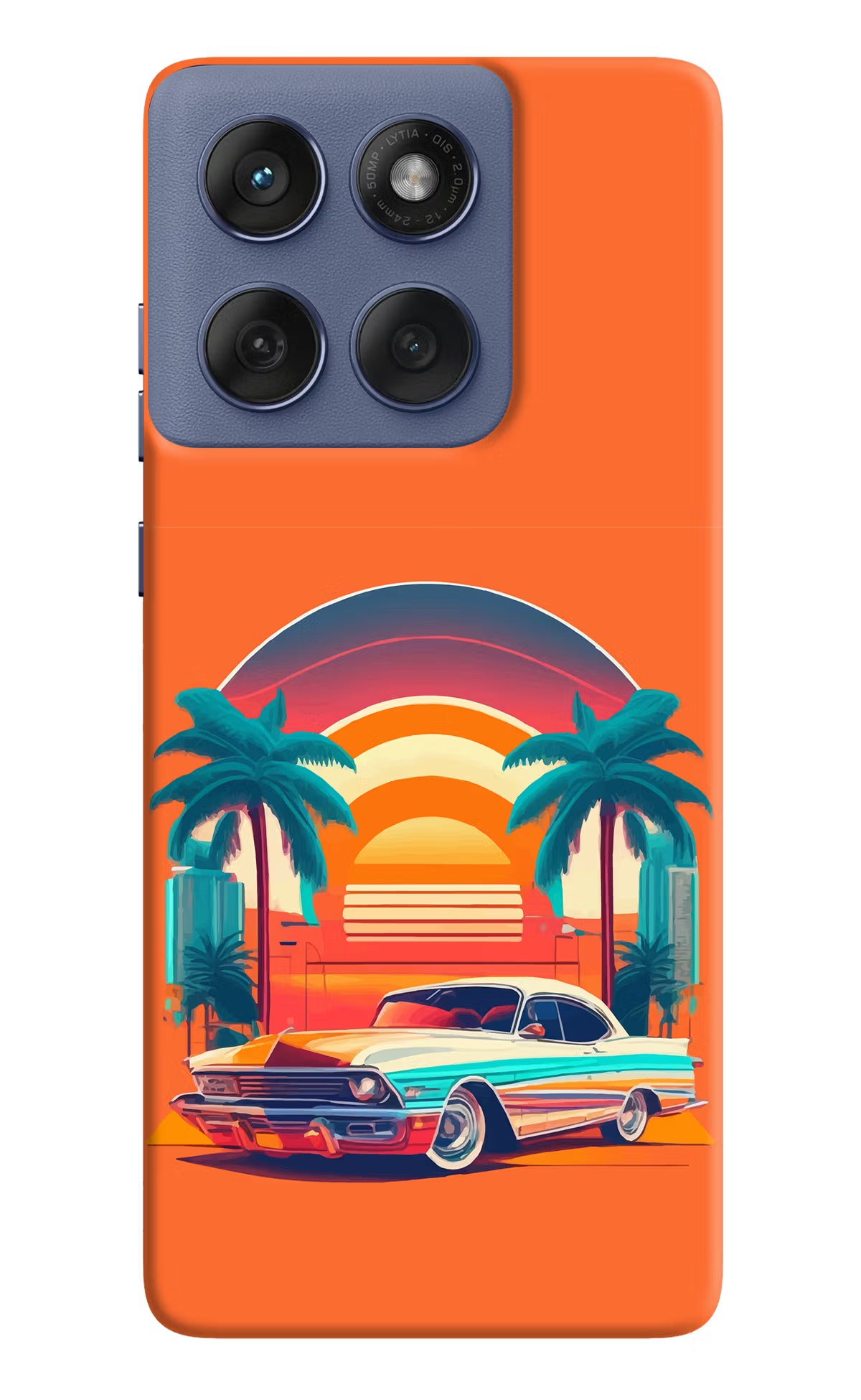 Palm Drive 80s Moto Edge 60 Fusion Hard Case Back Cover by Casekaro