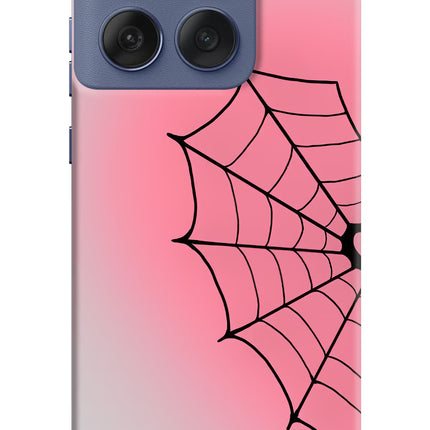 Pink Web Moto Edge 60 Fusion Hard Case Back Cover by Casekaro