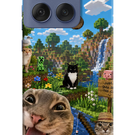 Minecraft Cat Chaos Moto Edge 60 Fusion Hard Case Back Cover by Casekaro