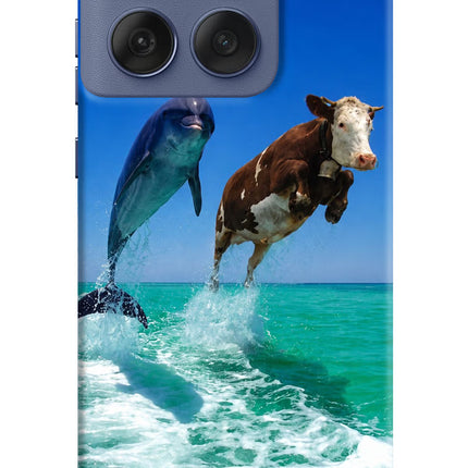 Dolphin vs Cow Moto Edge 60 Fusion Hard Case Back Cover by Casekaro
