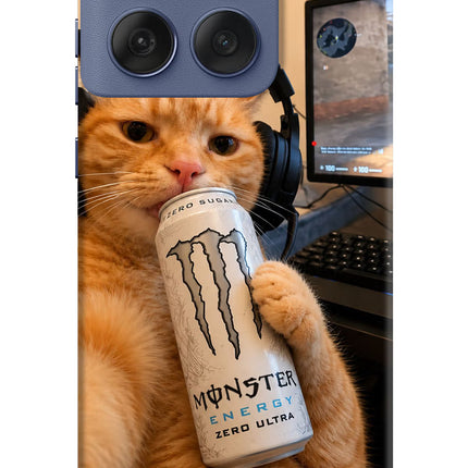Gamer Cat Energy Moto Edge 60 Fusion Hard Case Back Cover by Casekaro