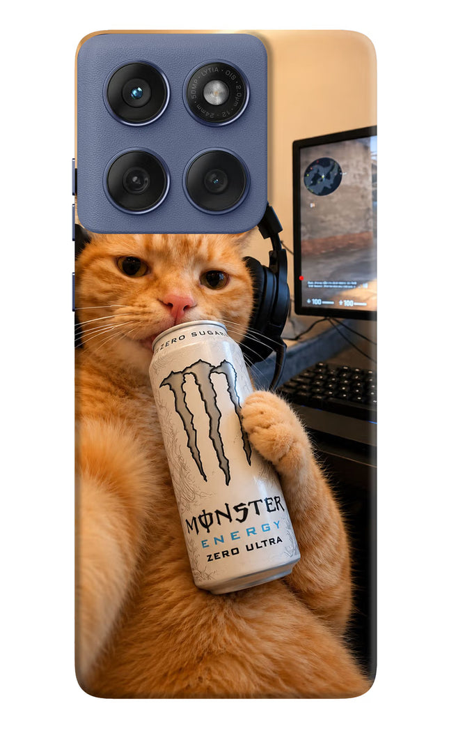 Gamer Cat Energy Moto Edge 60 Fusion Hard Case Back Cover by Casekaro