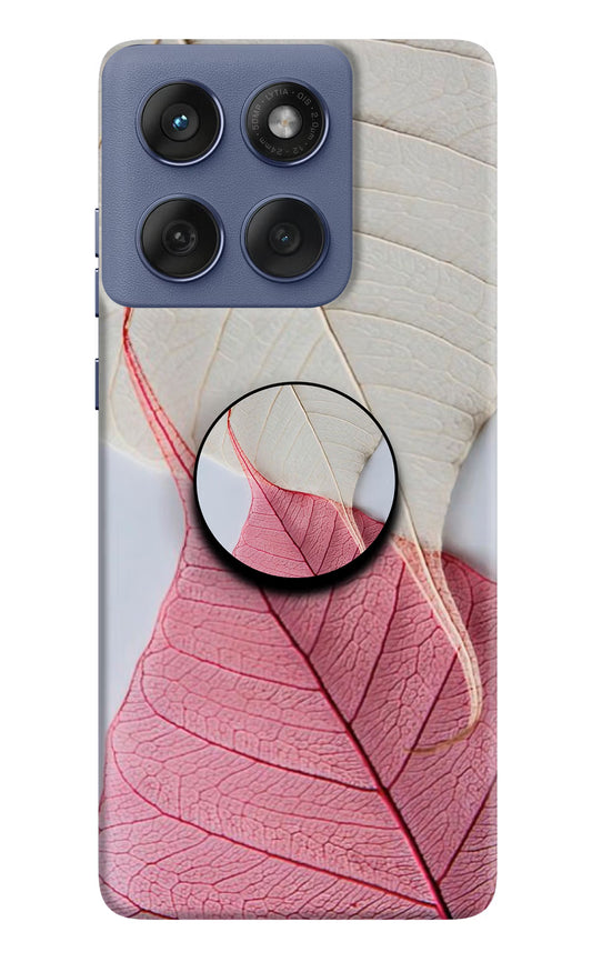 White Pink Leaf Moto Edge 60 Fusion Pop Case by Casekaro