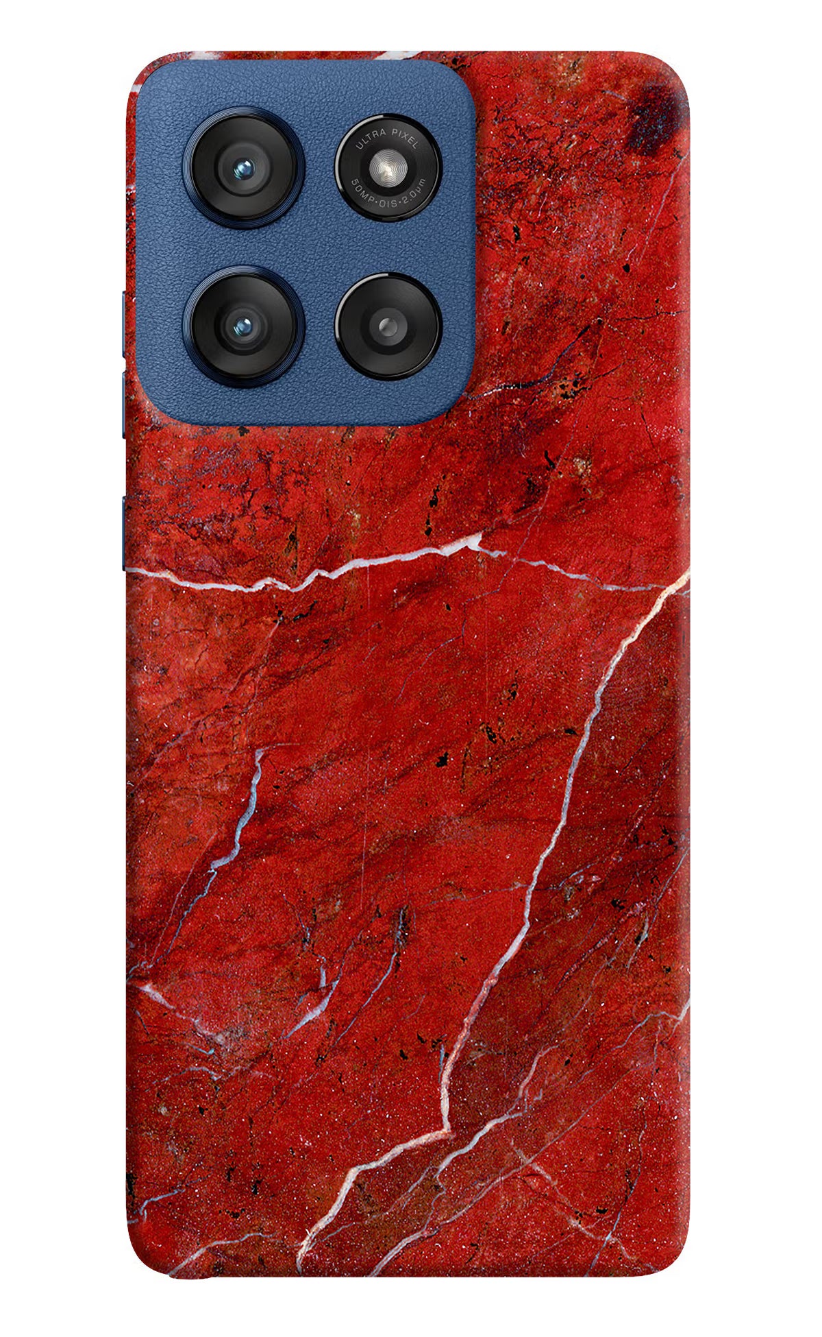 Red Marble Design Moto Edge 60 Stylus Hard Case Back Cover by Casekaro