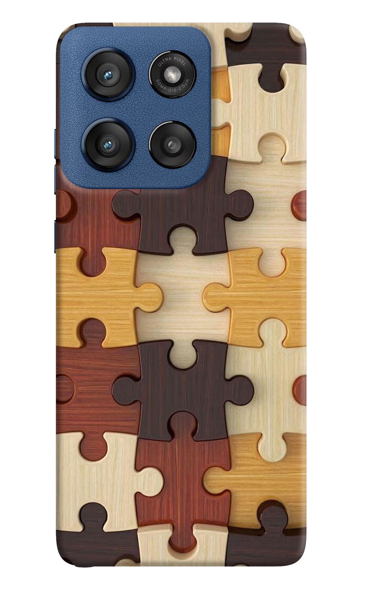 Wooden Puzzle Moto Edge 60 Stylus Hard Case Back Cover by Casekaro