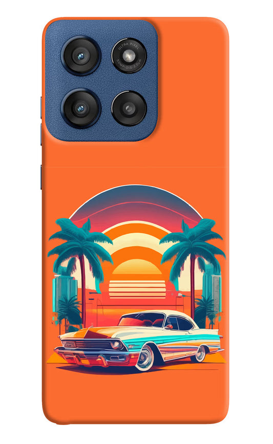 Palm Drive 80s Moto Edge 60 Stylus Hard Case Back Cover by Casekaro