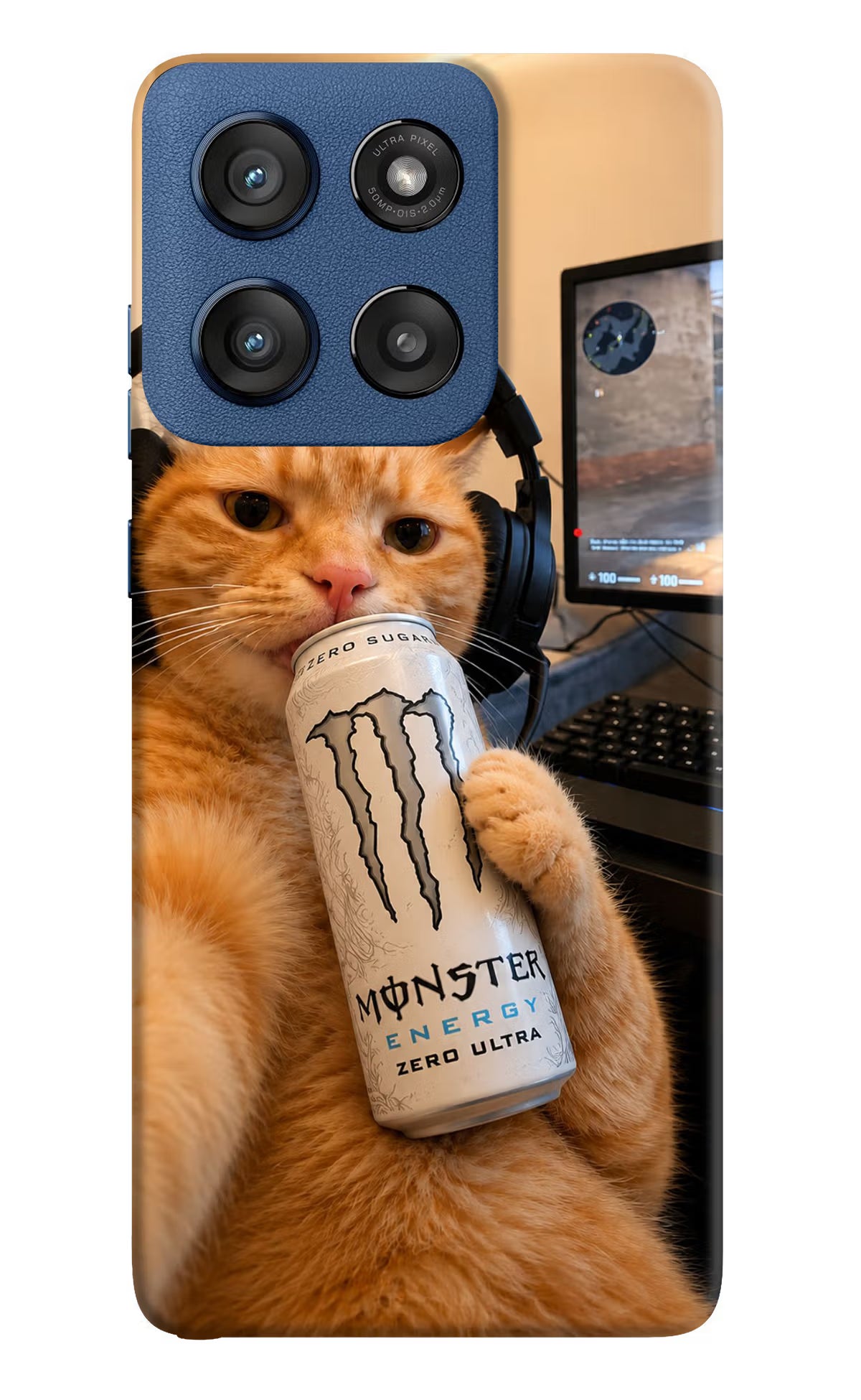 Gamer Cat Energy Moto Edge 60 Stylus Back Cover