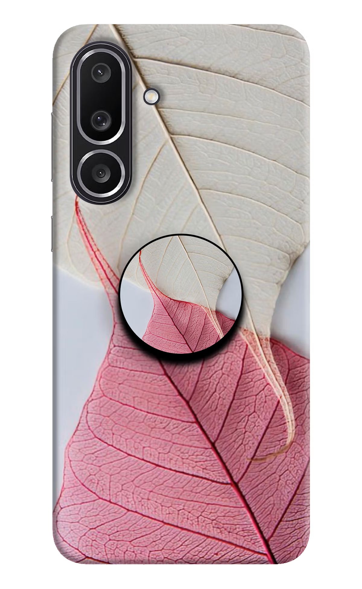 White Pink Leaf Samsung M56 5G Pop Case by Casekaro
