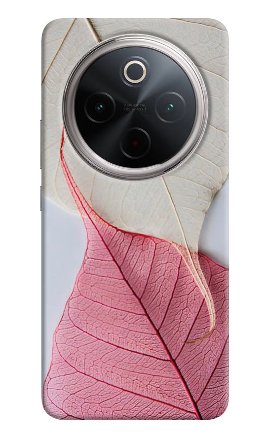 White Pink Leaf Vivo T4 5G Hard Case Back Cover by Casekaro