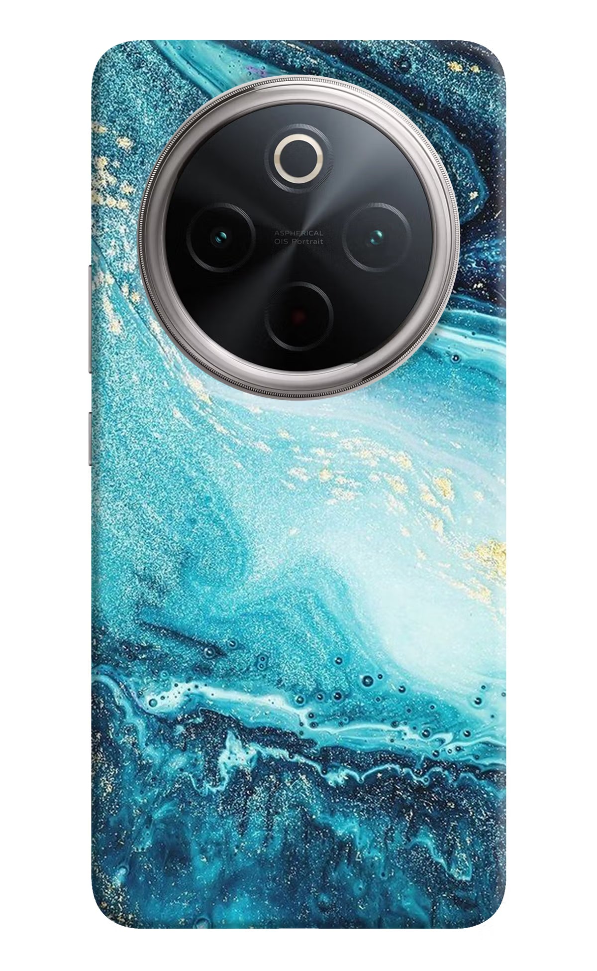 Blue Glitter Marble Vivo T4 5G Hard Case Back Cover by Casekaro