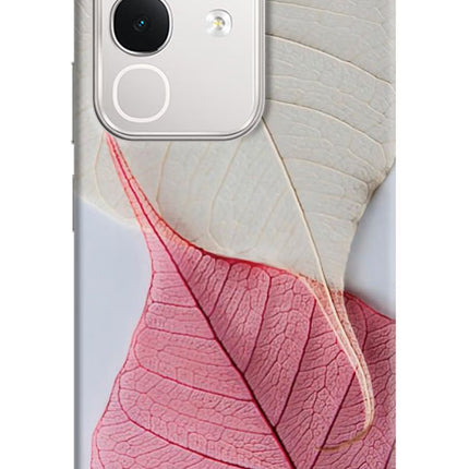 White Pink Leaf iQOO Z10x 5G Hard Case Back Cover by Casekaro