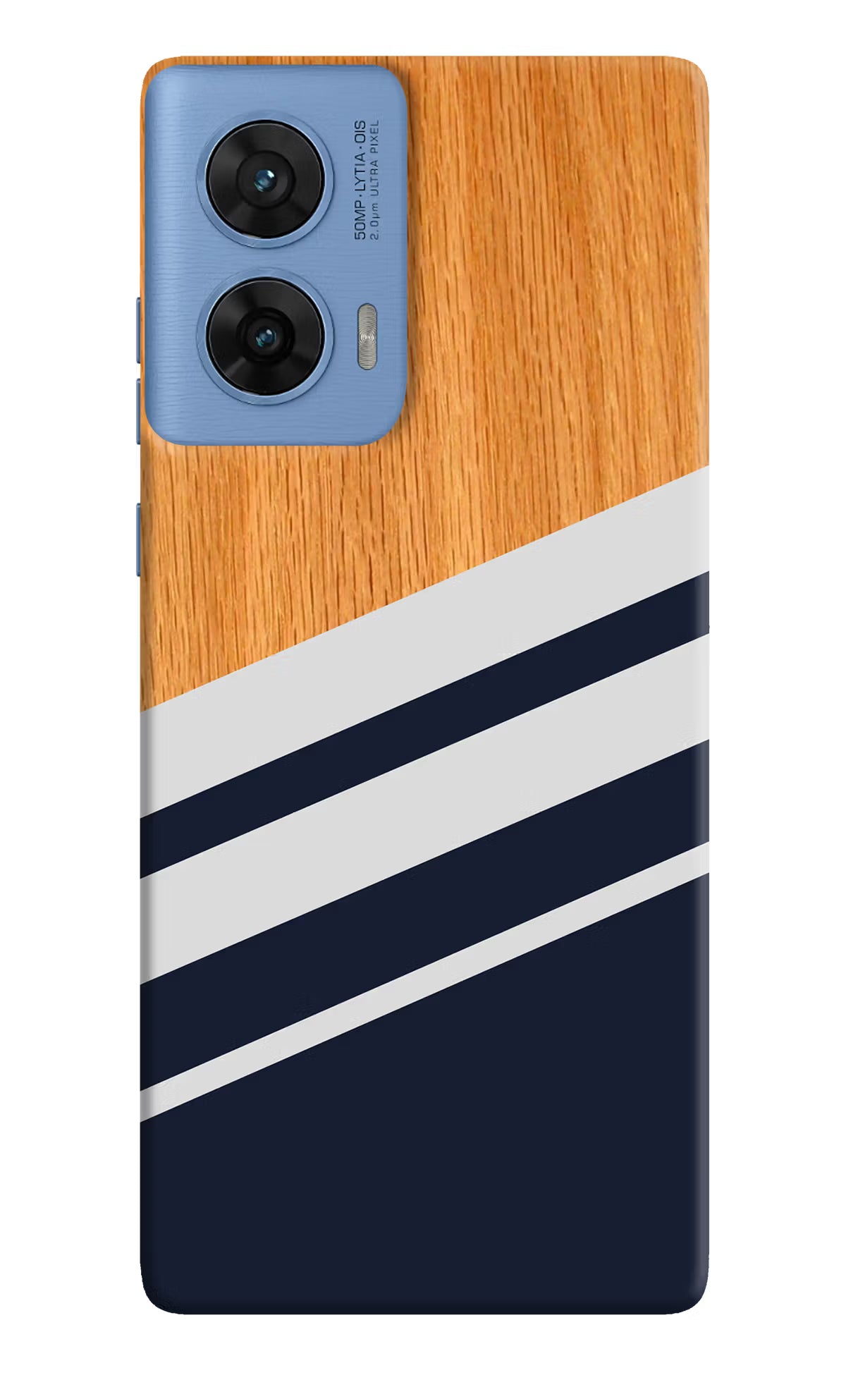 Blue and white wooden Moto G96 5G Hard Case Back Cover by Casekaro