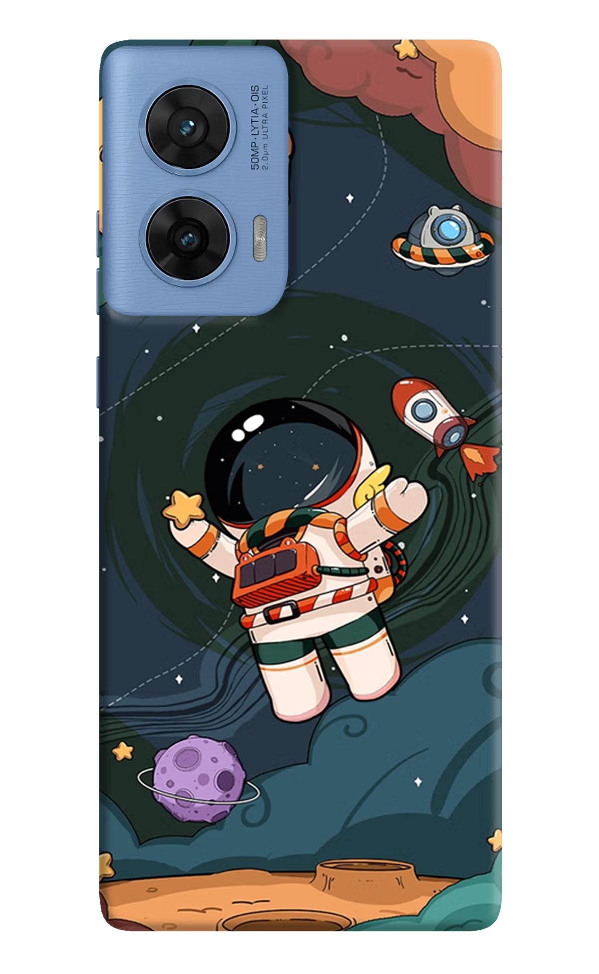 Cartoon Astronaut Moto G96 5G Hard Case Back Cover by Casekaro