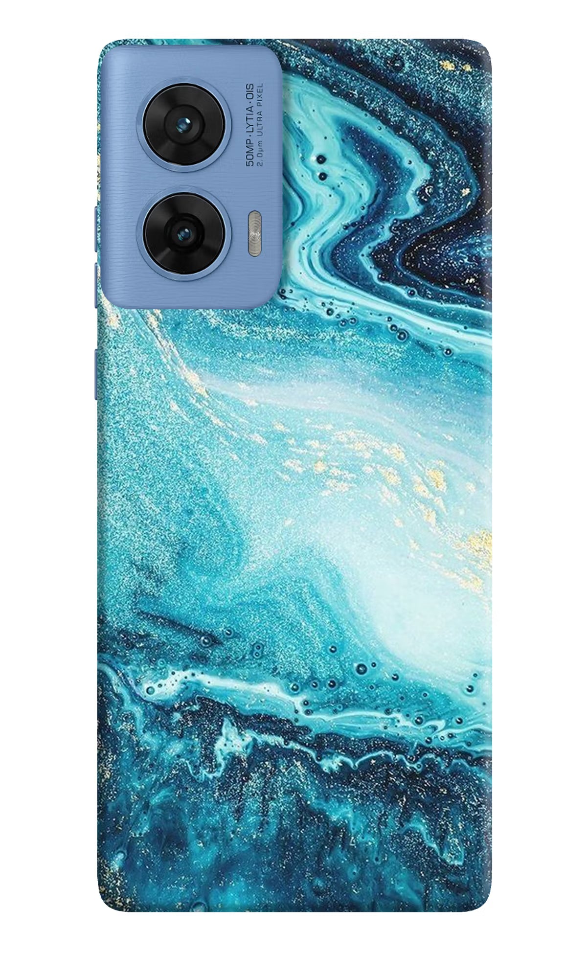 Blue Glitter Marble Moto G96 5G Hard Case Back Cover by Casekaro