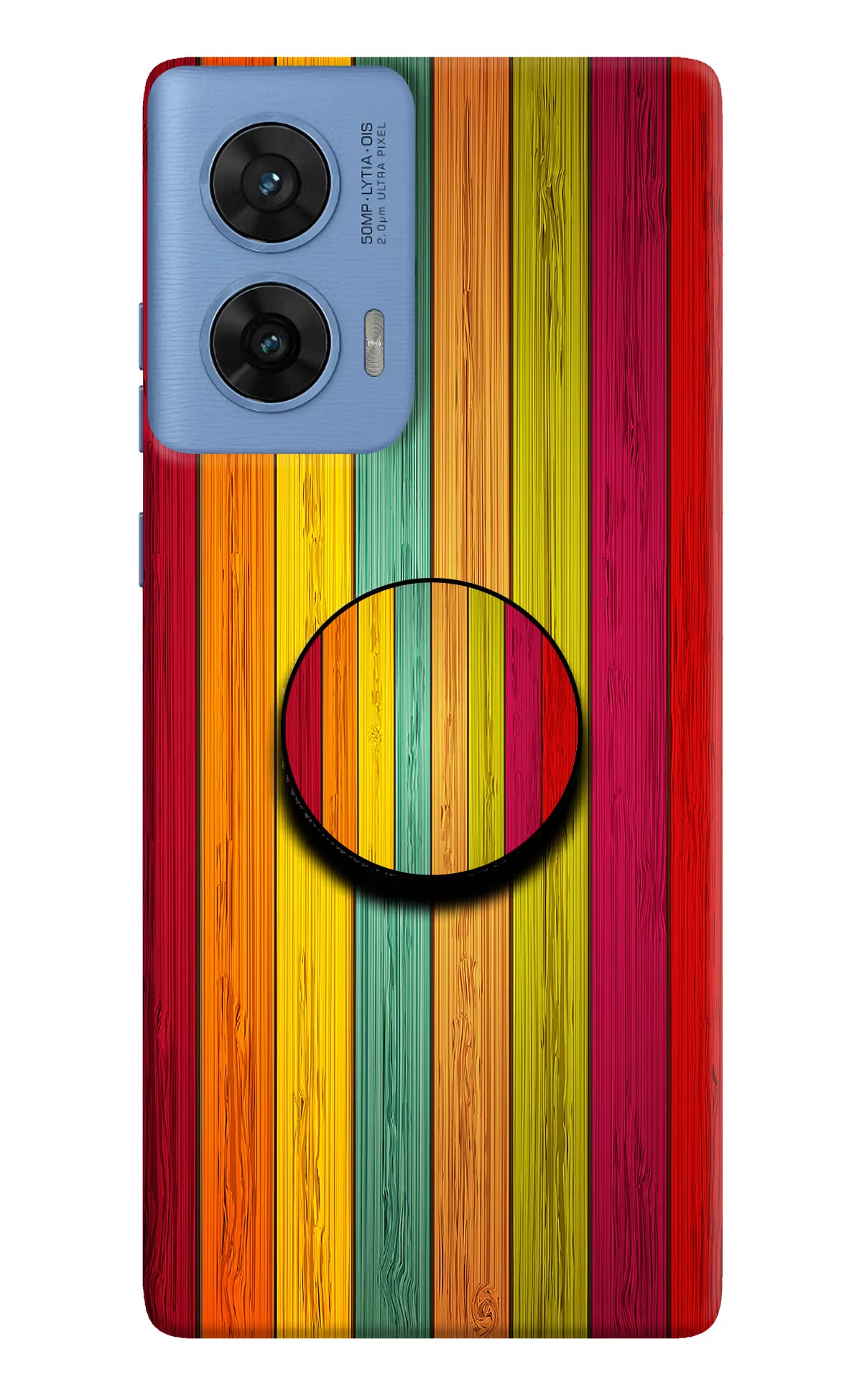 Multicolor Wooden Moto G96 5G Pop Case by Casekaro