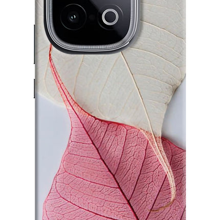 White Pink Leaf iQOO Neo 10 Hard Case Back Cover by Casekaro