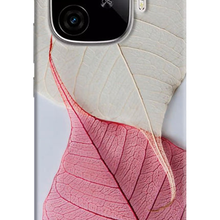 White Pink Leaf iQOO Neo 10R 5G Hard Case Back Cover by Casekaro