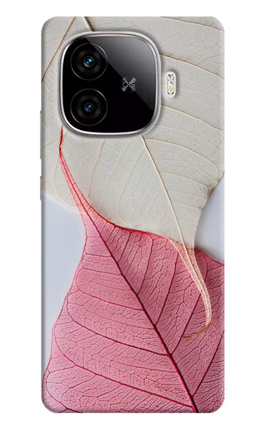 White Pink Leaf iQOO Neo 10R 5G Hard Case Back Cover by Casekaro