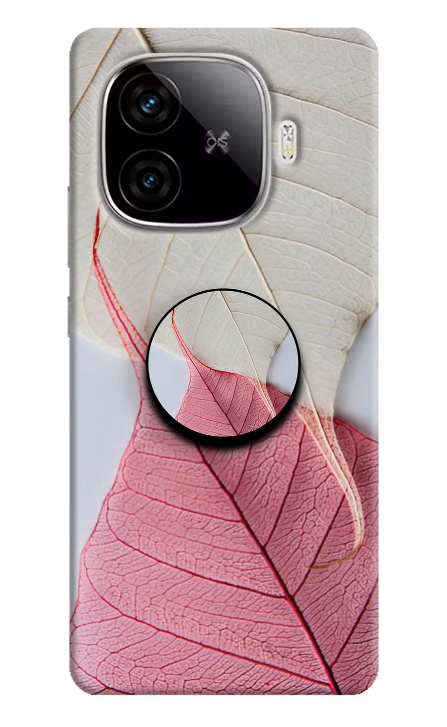 White Pink Leaf iQOO Neo 10R 5G Pop Case, Hard case
