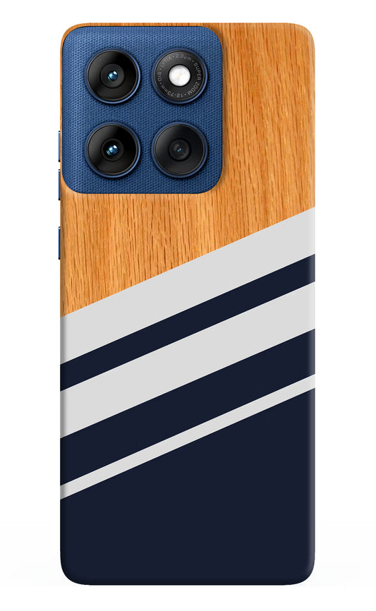 Blue and white wooden Moto Edge 60 Hard Case Back Cover by Casekaro