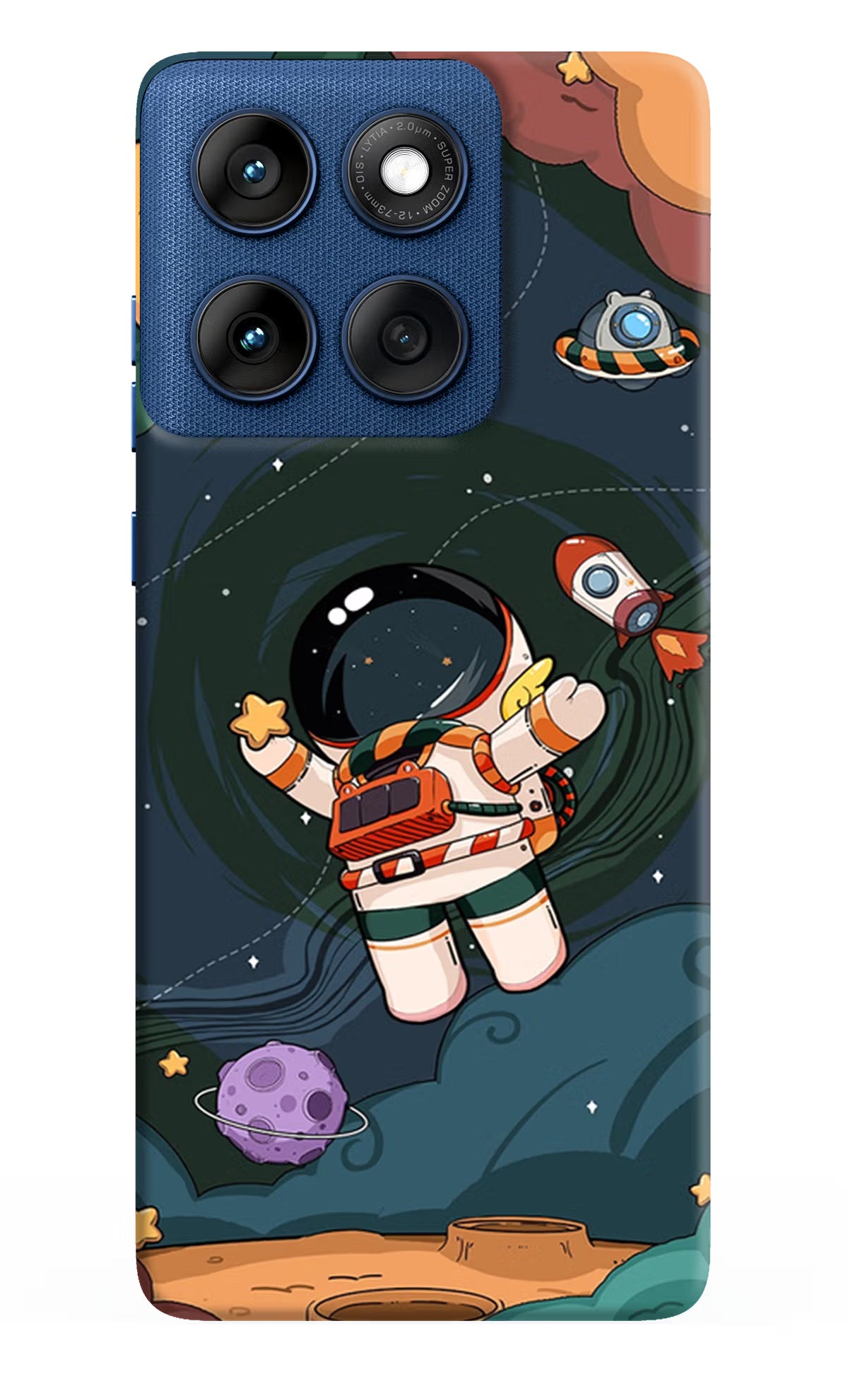 Cartoon Astronaut Moto Edge 60 Hard Case Back Cover by Casekaro