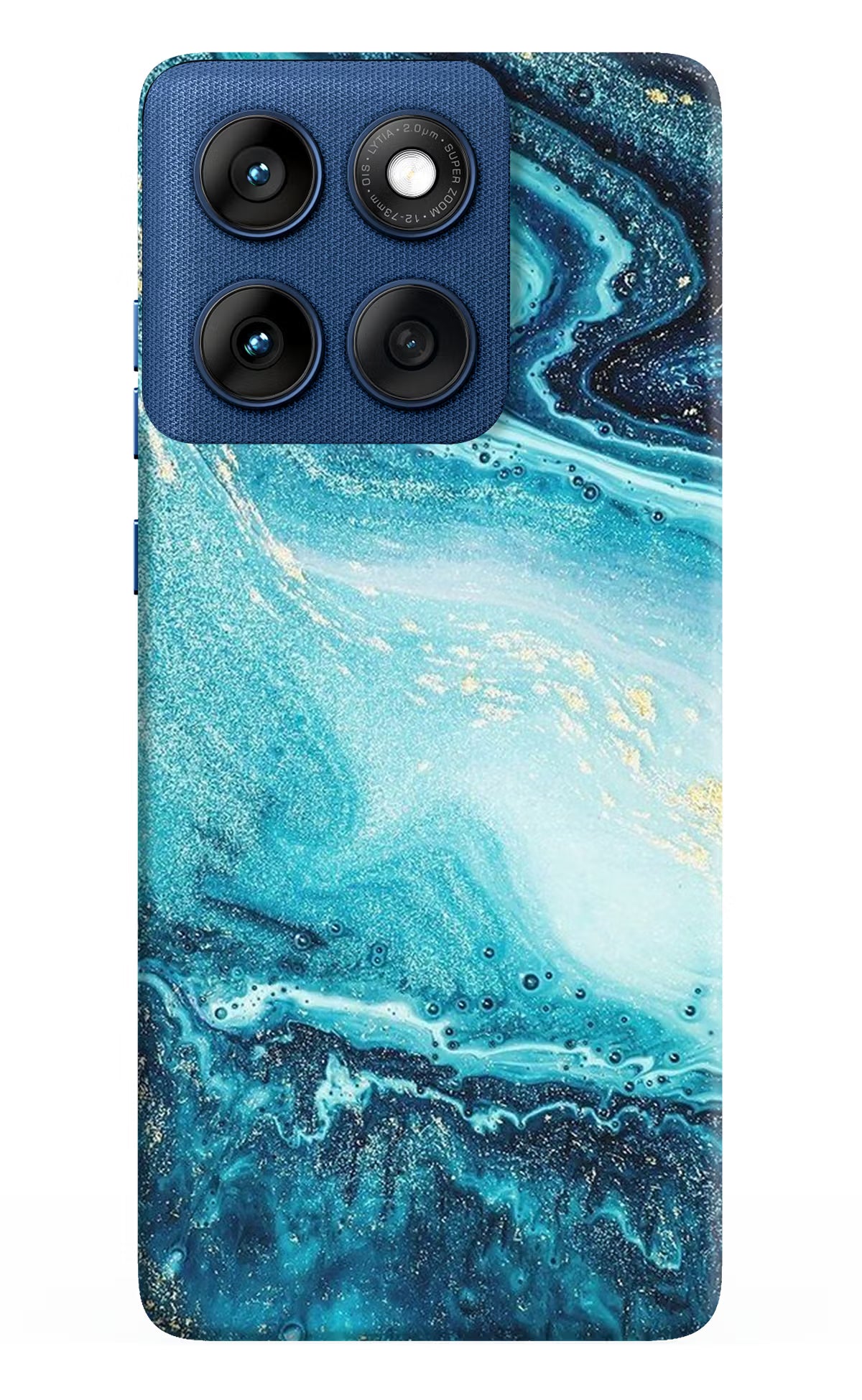 Blue Glitter Marble Moto Edge 60 Hard Case Back Cover by Casekaro