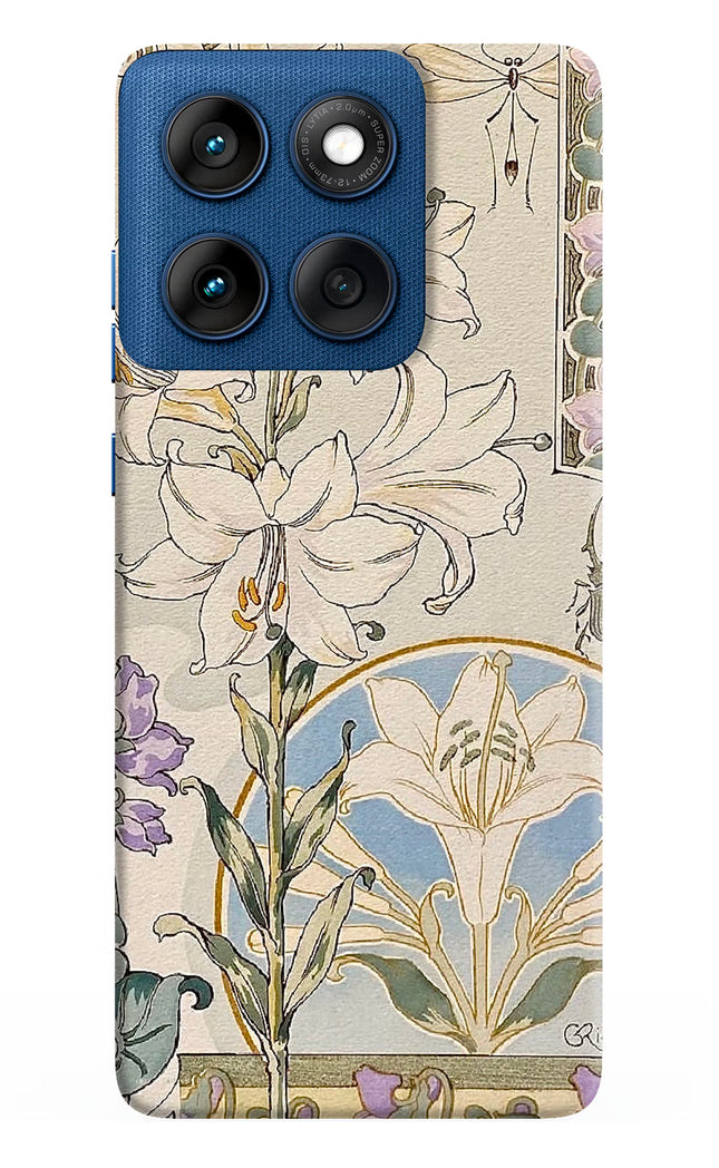 White Lily Moto Edge 60 Hard Case Back Cover by Casekaro