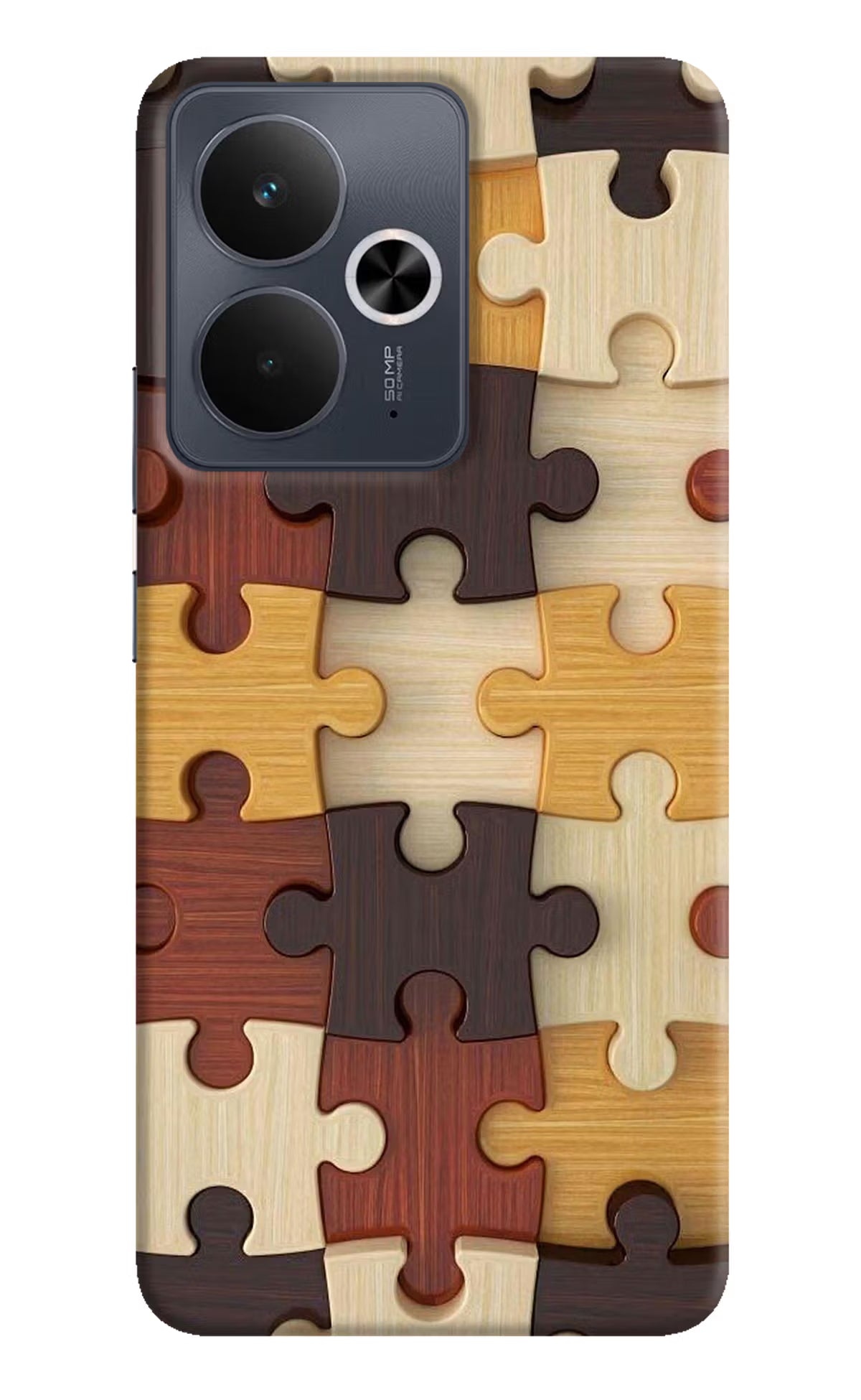 Wooden Puzzle Realme 14T 5G Hard Case Back Cover by Casekaro